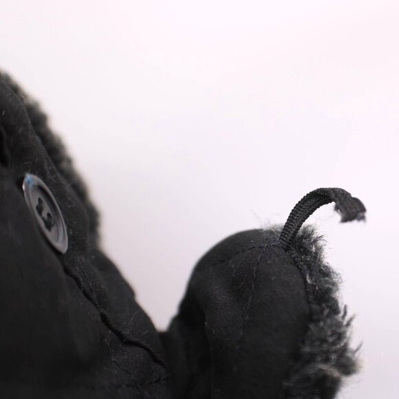 Carbon Elements Black Quilted Faux Fur Trapper Hat Buckle Strap Closure OSFM - Picture 9 of 10